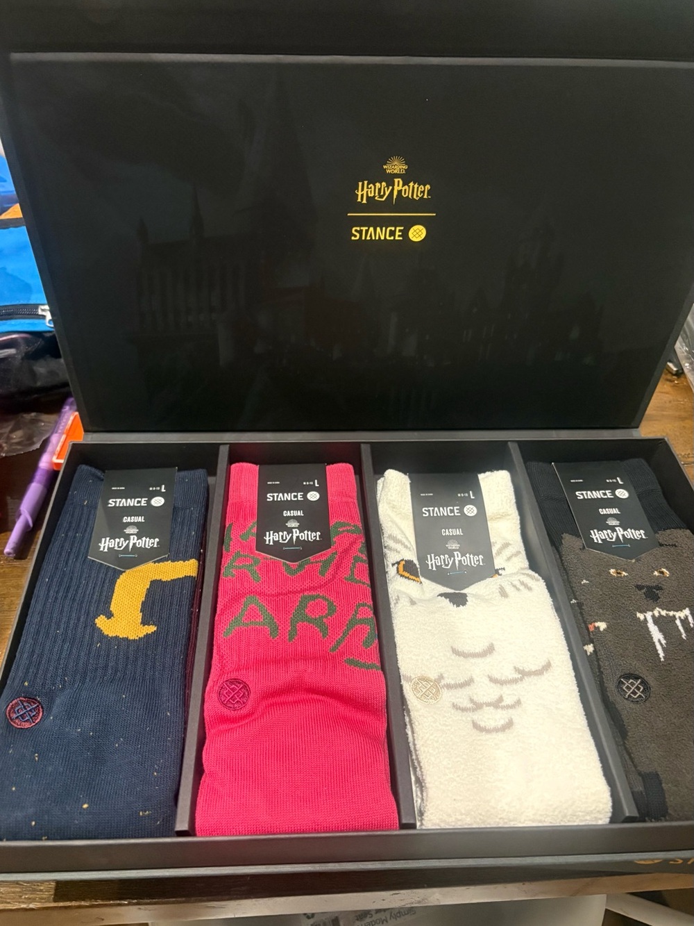 Stance Harry Potter 4-Pack Crew Socks - Navy, Pink, Cream, Charcoal